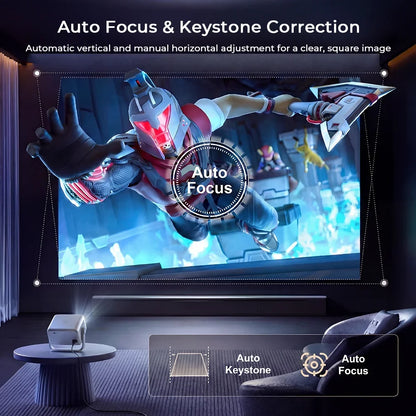 LYNCast Smart Projector with BT5.4 and WIFI6, L018, FHD 1080P, Android14, 360° Rotate Portable, Home Theater, Perfect for TV Series, Movies, Gaming, Anime, Sports, K-Dramas, Concerts