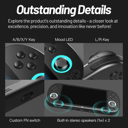 4.96-Inch (12.6 cm) IPS Handheld Retro Game Console - Linux OS, Joystick, RGB Lighting, 1280x720
