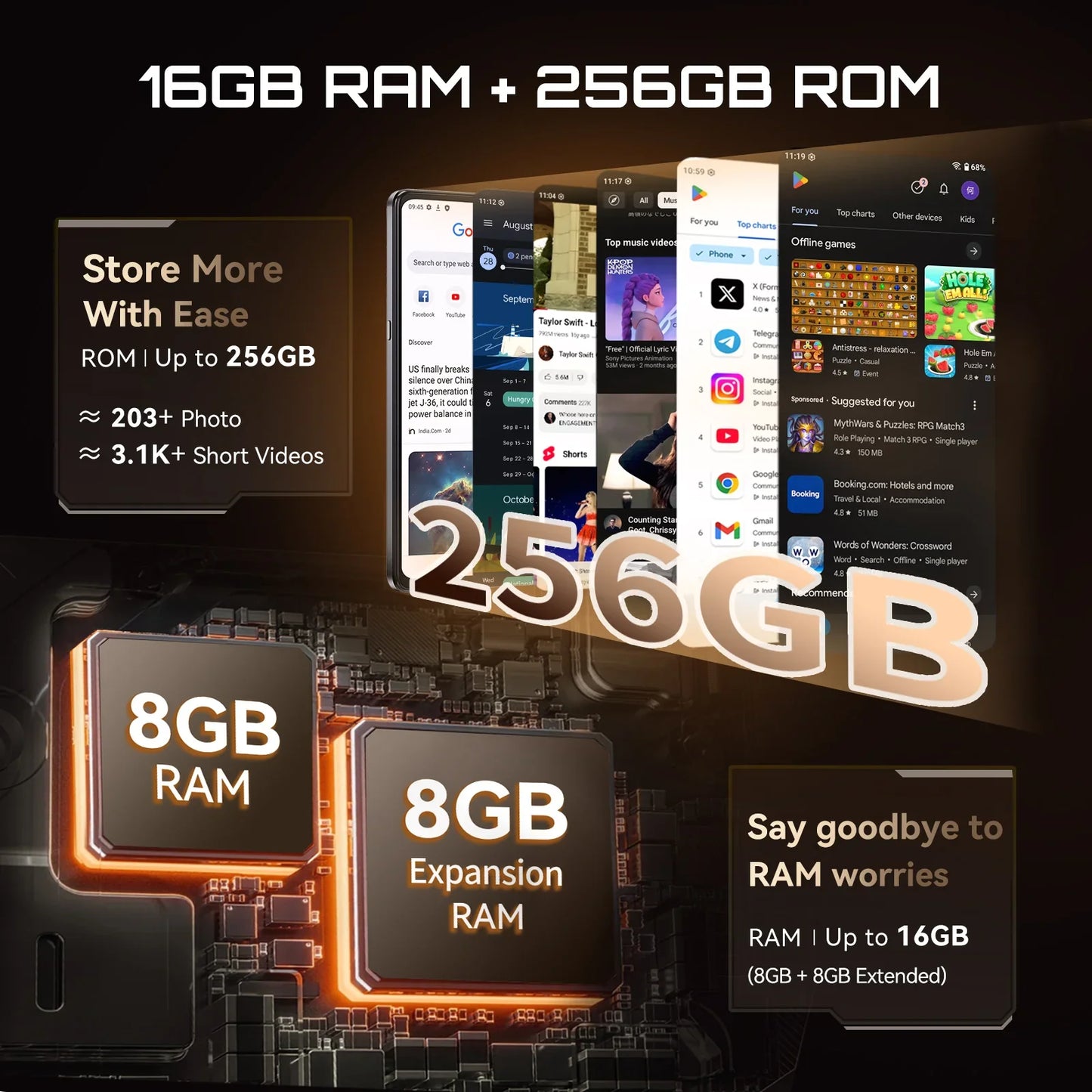 5G Smartphone Android 15 – Dimensity 7025 Octa-Core, 6.88-inch 120Hz IPS, 16GB (8+8) RAM & 256GB, 64MP Triple Camera, 5100mAh 33W Fast Charge