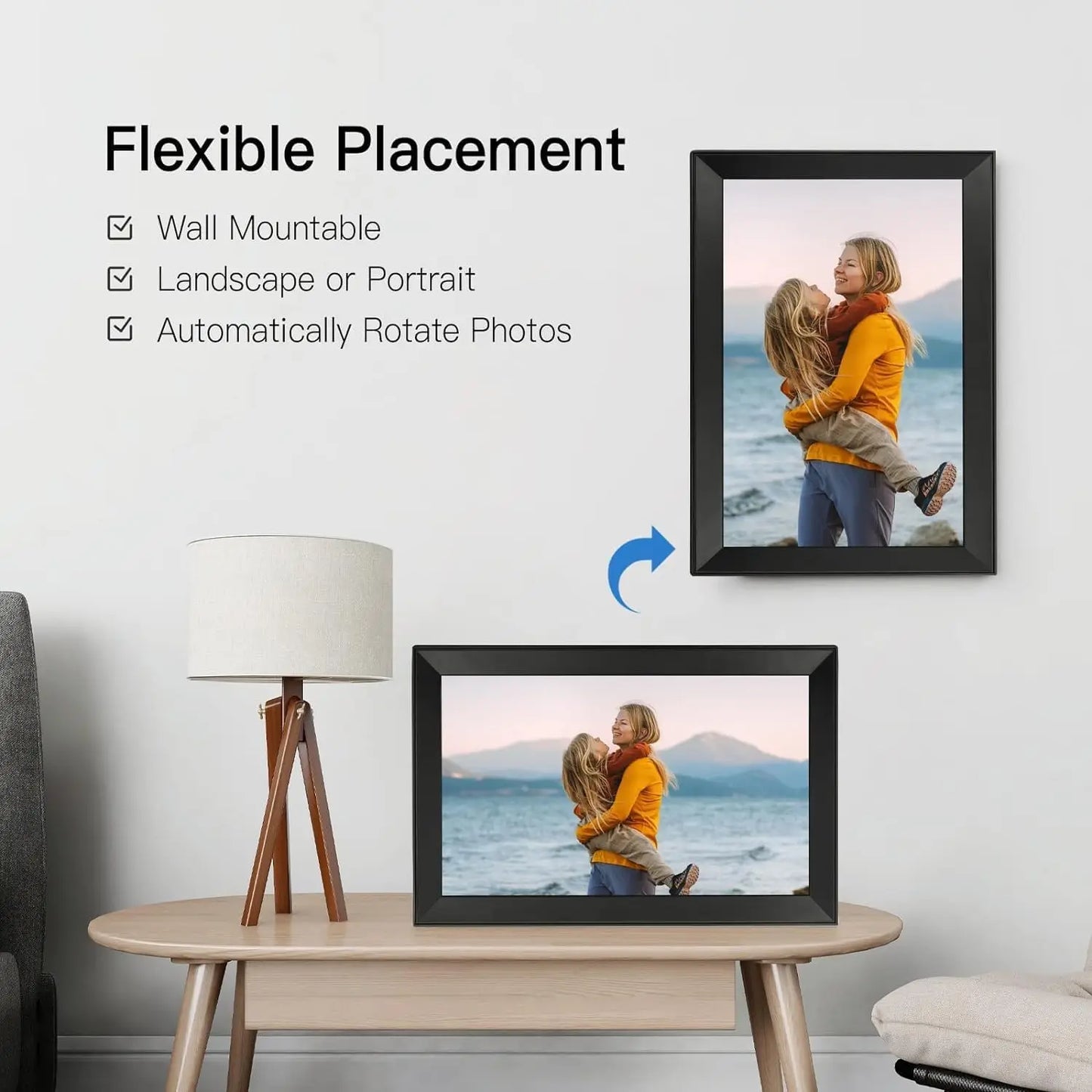 15.6-Inch (39.6 cm) 1080P WiFi Touch IPS Digital Photo Frame – 32GB or 32GB+64GB, SD/USB, Frameo Support