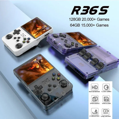 128GB Open-Source Retro Handheld Game Console - 3.5" (8.9 cm) IPS Screen, Linux Pocket Video Player, Orange