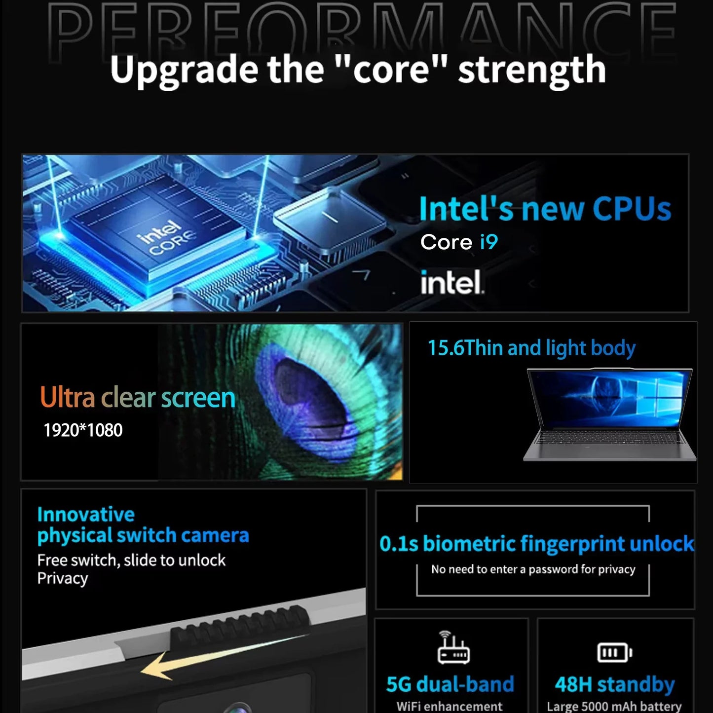 15.6" (39.6 cm) Gaming Laptop — Intel Core i9, 16GB RAM, 1TB SSD, 1080p IPS, Windows 11, Fingerprint Reader, Backlit Keyboard