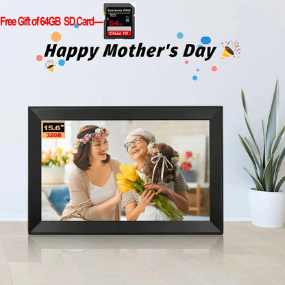 15.6-Inch (39.6 cm) 1080P WiFi Touch IPS Digital Photo Frame – 32GB or 32GB+64GB, SD/USB, Frameo Support