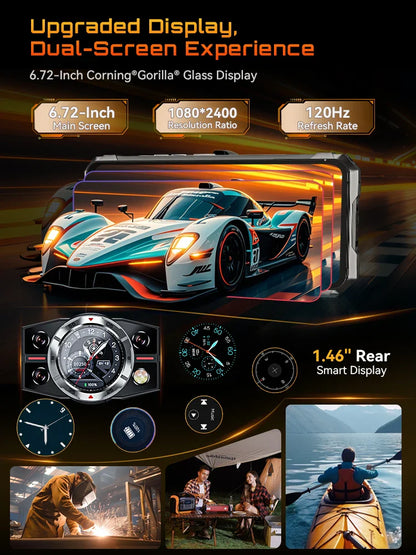 Rugged 5G Smartphone – 10200mAh Battery, Dimensity 7025 2.5GHz, 32GB RAM (16+16 Ext), 256GB Storage, 108MP Triple Camera, 6.72-inch FHD+ 120Hz, IP68/IP69K