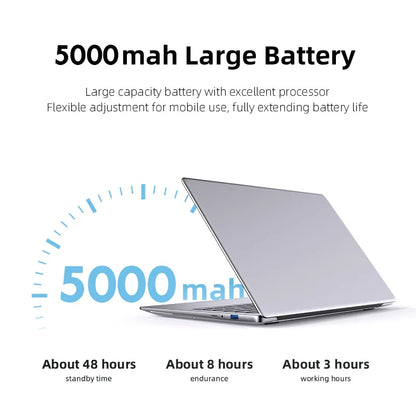 14.1-inch (35.8 cm) Ultra Slim Windows 11 Pro Laptop — 12GB RAM, Up to 1TB SSD, 1080p FHD IPS, Intel Atom Processor, Lightweight Notebook for Office & Study
