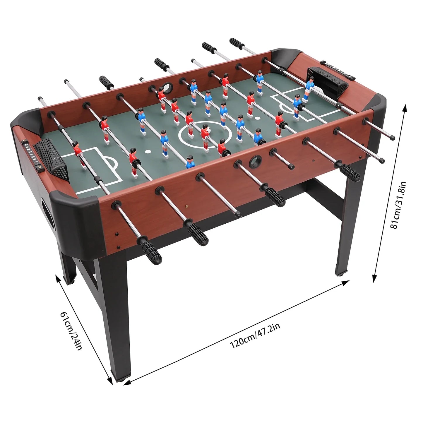 Foosball Table 47.2 x 24 in (120 x 61 cm) - 8-Rod Soccer Game Table with Scoreboard and Ball Storage for Teens & Adults