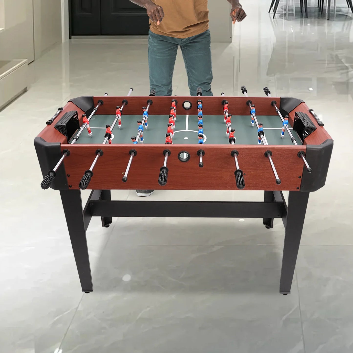 Foosball Table 47.2 x 24 in (120 x 61 cm) - 8-Rod Soccer Game Table with Scoreboard and Ball Storage for Teens & Adults