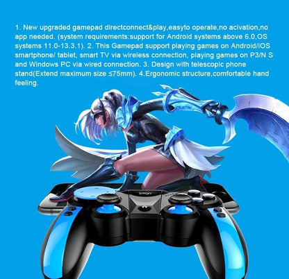 Gamepad Wireless Bluetooth Mobile Game Controller Joystick For Phone Android iOS PC Mobile Game Controller, Wireless Bluetooth Gamepad Joystick Multimedia Game Controller Compatible with Android Perfect for The Most Games