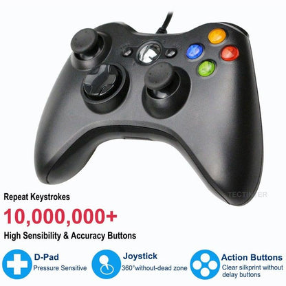 High Quality Black USB Wired Joystick Vibration Gamepad Controller Compatible With PC Monitor Laptop Smart TV