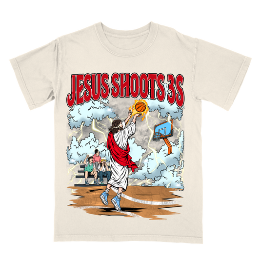Jesus Shoots 3s Limited Edition Christian Basketball Graphic T-Shirt
