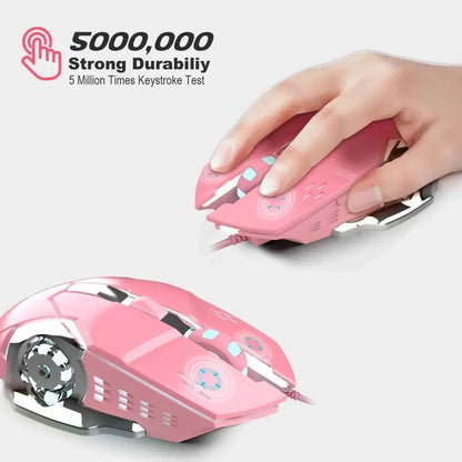 Pink Girly Gaming Mouse 3200DPI Backlight Adjustable 4 Level DPI Wired Women's Mice For Gamers