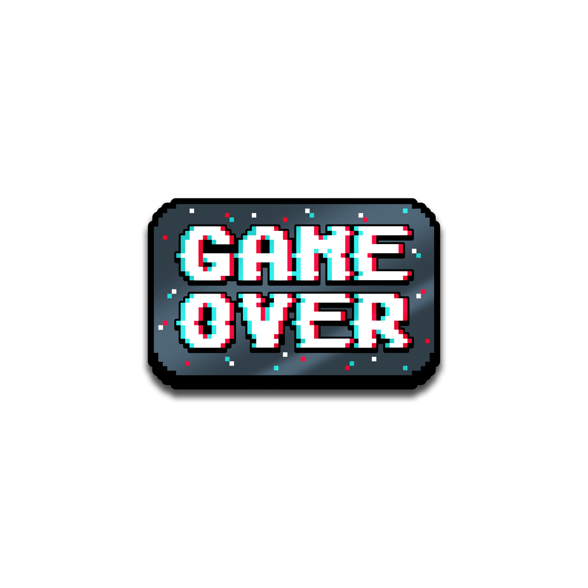 Pixelated 'GAME OVER' text on a green background