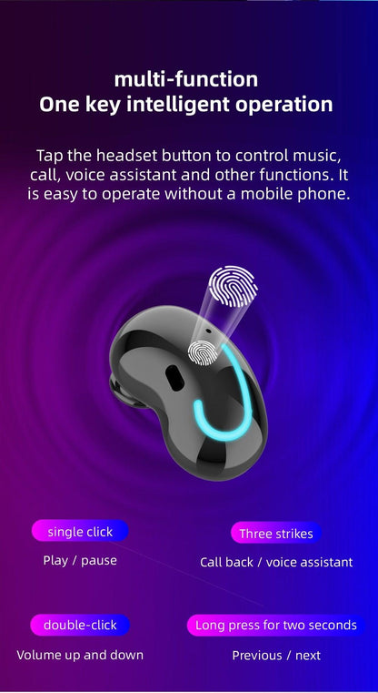 Sports Black Headphones Wireless Wearable Music Player Built-in Memory Sweatproof  WaterproofWireless Bluetooth Headphones 5.1 Gaming Headset In Ear HiFi Sports Noise Cancel Earphone For Smartphones LED Display For Sports Running Workout