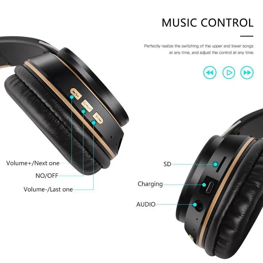 Stylish  Wireless Headphones 3D Stereo Bluetooth Foldable Gaming Headphones With Mic Foldable Lightweight Neckband Headphone For Mobile PC Laptop